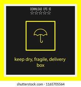 keep dry, fragile, delivery box vector icon
