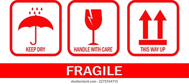 keep dry, handle with care, this way up, cardboard