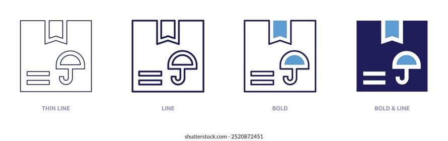 Keep dry icon in 4 different styles. Thin Line, Line, Bold, and Bold Line. Duotone style. Editable stroke.