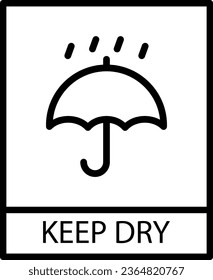 Keep Dry icon with black frame isolated on white background. Keep Dry package symbol. Label vector illustration
