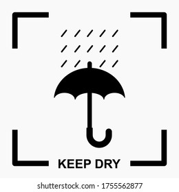 The KEEP DRY icon is isolated on a white background. Vector icon of an umbrella. Package symbol. Vector illustration of a label.