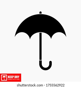 The KEEP DRY icon is isolated on a white background. Vector icon of an umbrella. Package symbol. Vector illustration of a label.