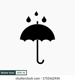 El icono KEEP DRY está aislado en un fondo blanco. Icono vector de un paraguas. Símbolo del paquete. Ilustración vectorial de una etiqueta.