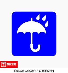 The KEEP DRY icon is isolated on a white background. Vector icon of an umbrella. Package symbol. Vector illustration of a label.