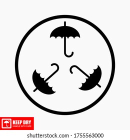 The KEEP DRY icon is isolated on a white background. Vector icon of an umbrella. Package symbol. Vector illustration of a label.