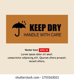 Das KEEP DRY Symbol ist einzeln auf weißem Hintergrund. Vektorsymbol eines Regenschirms. Paketsymbol. Vektorgrafik eines Labels.
