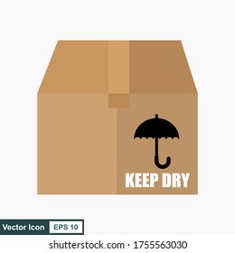 The KEEP DRY icon is isolated on a white background. Vector icon of an umbrella. Package symbol. Vector illustration of a label.