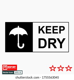 The KEEP DRY icon is isolated on a white background. Vector icon of an umbrella. Package symbol. Vector illustration of a label.