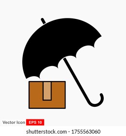 The KEEP DRY icon is isolated on a white background. Vector icon of an umbrella. Package symbol. Vector illustration of a label.