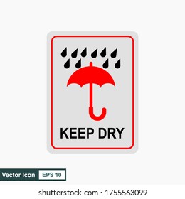 The KEEP DRY icon is isolated on a white background. Vector icon of an umbrella. Package symbol. Vector illustration of a label.