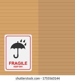 El icono KEEP DRY está aislado en un fondo blanco. Icono vector de un paraguas. Símbolo del paquete. Ilustración vectorial de una etiqueta.