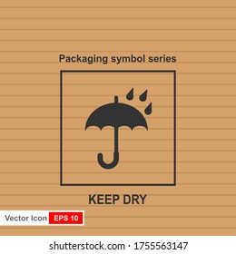 The KEEP DRY icon is isolated on a white background. Vector icon of an umbrella. Package symbol. Vector illustration of a label.