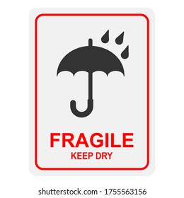 The KEEP DRY icon is isolated on a white background. Vector icon of an umbrella. Package symbol. Vector illustration of a label.