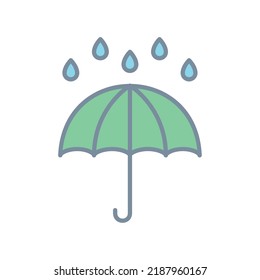 Keep dry icon with umbrella and water drops