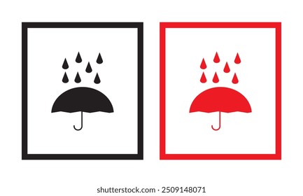 Mantenga seco el Vector del icono. Mantenga el icono de paraguas seco con el símbolo de embalaje.