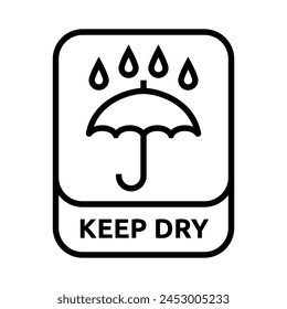 Keep dry label symbol vector, umbrella vector icon for packaging.