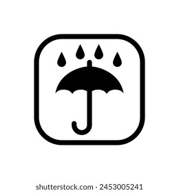 Keep dry label symbol vector, umbrella vector icon for packaging.