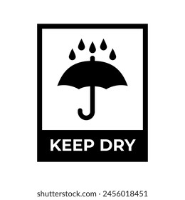 Keep dry label symbol vector, umbrella vector icon for packaging.