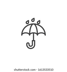 Keep dry line icon. linear style sign for mobile concept and web design. Umbrella and rain drops outline vector icon. Logistic and delivery symbol, logo illustration. Vector graphics