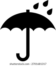 Mantenha-se seco. Abra o guarda-chuva com gotas de água acima. Sensível à umidade ou umidade. Símbolo de aviso. Abra o guarda-chuva com gotas de chuva. Marcação na embalagem. Marcação de transporte. Vetor