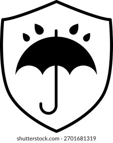 Mantenha-se seco. Abra o guarda-chuva com gotas de água acima. Sensível à umidade ou umidade. Símbolo de aviso. Abra o guarda-chuva com gotas de chuva. Marcação na embalagem. Marcação de transporte. Vetor