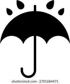 Mantenha-se seco. Abra o guarda-chuva com gotas de água acima. Sensível à umidade ou umidade. Símbolo de aviso. Abra o guarda-chuva com gotas de chuva. Marcação na embalagem. Marcação de transporte. Vetor