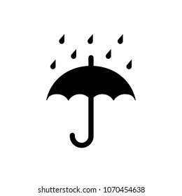 Keep dry packaging symbol, umbrella and raindrops. Vector illustration