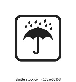 Keep dry packaging symbol, Water sensitive cargo, Umbrella with raindrops shipping sign