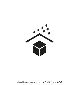 Keep dry. Postal sign mean keep parcel dry. Black mail box under roof icon. Water cargo packaging protection symbol isolated on white background. Vector illustration
