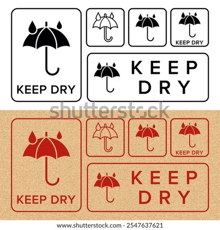 Keep Dry. Protect from Moisture. Packaging Symbol. Sign and Label Indicating Items that Require Dry Conditions to Prevent Damage. Umbrella - Vector Symbol