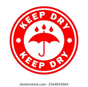 Keep dry round circle stamp sticker icon symbol set. Handle with care logo sign. Fragile , This way up. Vector illustration image. Isolated on white background.
