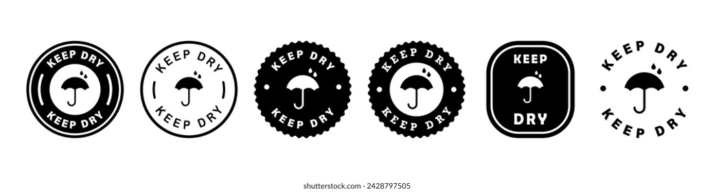 Keep Dry. Vector Stickers for cardboard box or packaging.