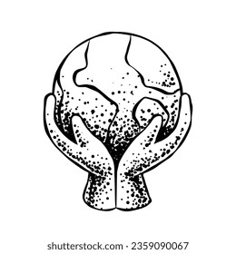 Ilustración del icono blanco y negro de la Tierra