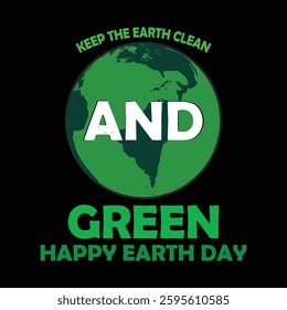 keep the earth clean and green, happy earth day.  environment day, mother earth day 22 april, t-shirt design, banner design, poster vector