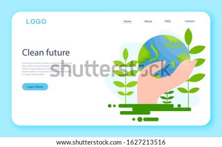 Keep Earth clean idea. Recycle and cleaning concept. Ecology and environment care. Idea of garbage reuse. Web banner. Illustration in cartoon style