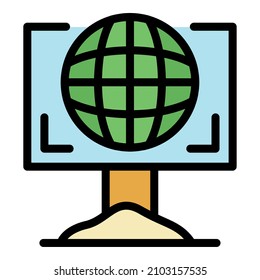 Mantener el icono de la cartelera de tierra ecológica. Contorno mantener el eco de la valla de tierra icono de vectores plano