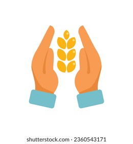 Keep eco wheat icon flat vector. Garden person. Rural industry isolated