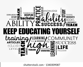 Keep Educating Yourself Word Cloud Collage Stock Vector (Royalty Free ...