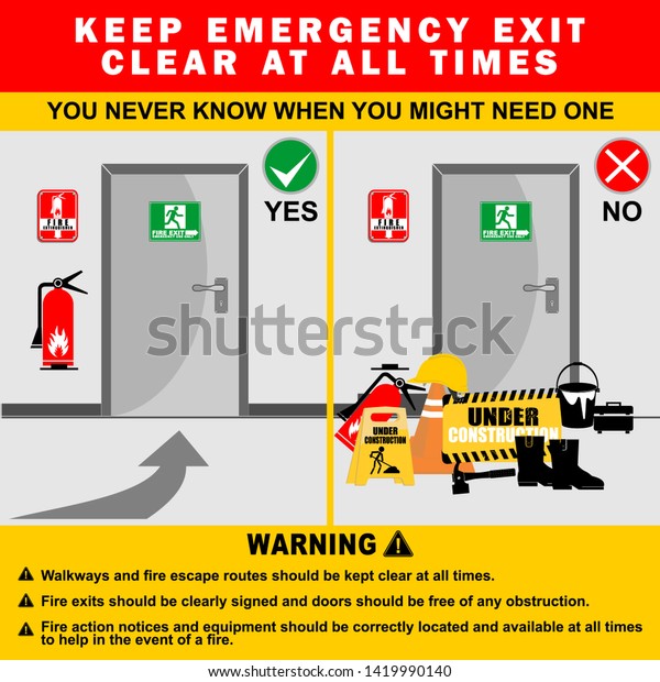 Keep Emergency Exit Clear All Times Stock Vector Royalty Free