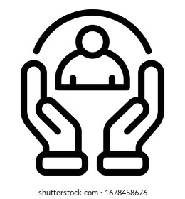Keep family care icon. Outline keep family care vector icon for web design isolated on white background