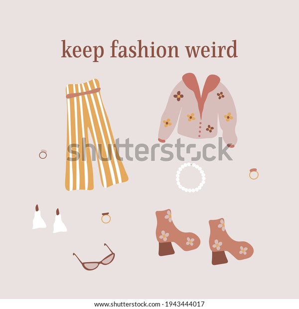 Keep Fashion Weird Concept Quote Card Stock Vector (Royalty Free