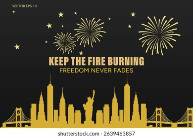 Keep the Fire Burning with Gold Accents and Liberty Silhouette