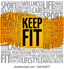 KEEP FIT word cloud collage, health concept background