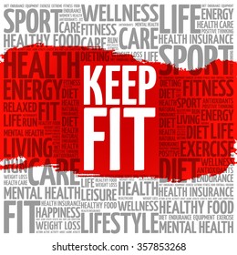 KEEP FIT word cloud, health concept background
