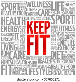 KEEP FIT word cloud, health concept background