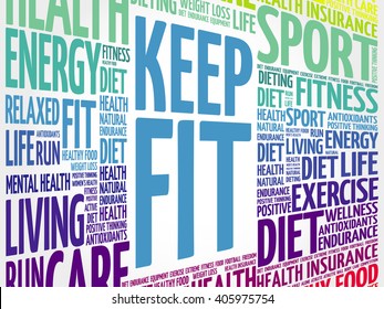 KEEP FIT word cloud, health concept background