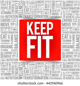 KEEP FIT word cloud, health concept background