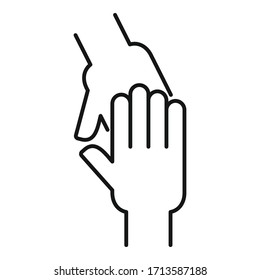 Icono de soporte técnico de amigos. Contorno mantener a un amigo compatible icono vectorial de diseño web aislado en fondo blanco