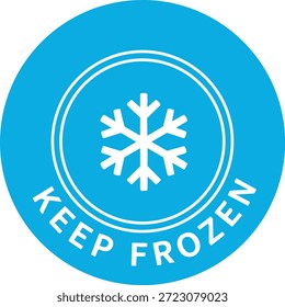 Mantenga la etiqueta circular azul congelada con el icono del copo de nieve para el empaquetado de los alimentos y las instrucciones de almacenamiento