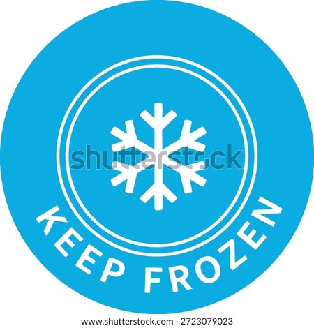 keep frozen blue circular label with snowflake icon for food packaging and storage instructions